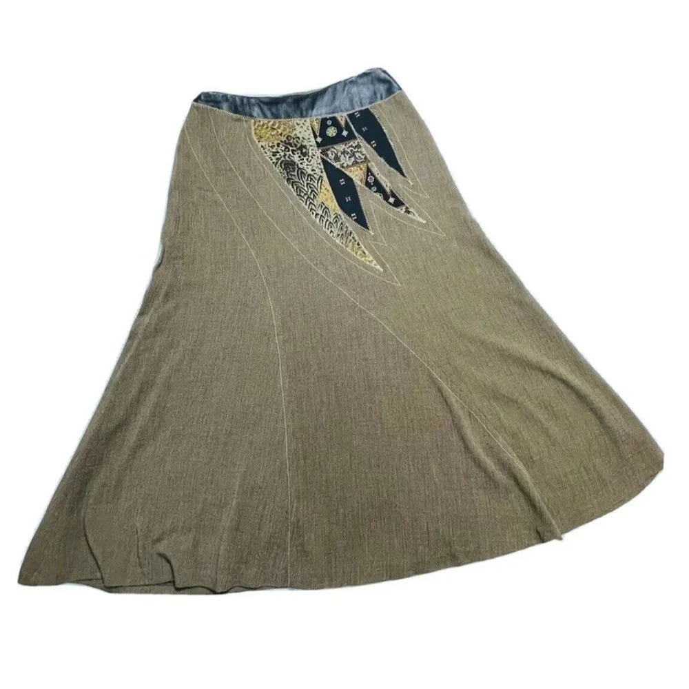 KOOS OF COURSE ART TO WEAR Skirt Tweed Animal Print Leather Women's Size 12 - Picture 4 of 10